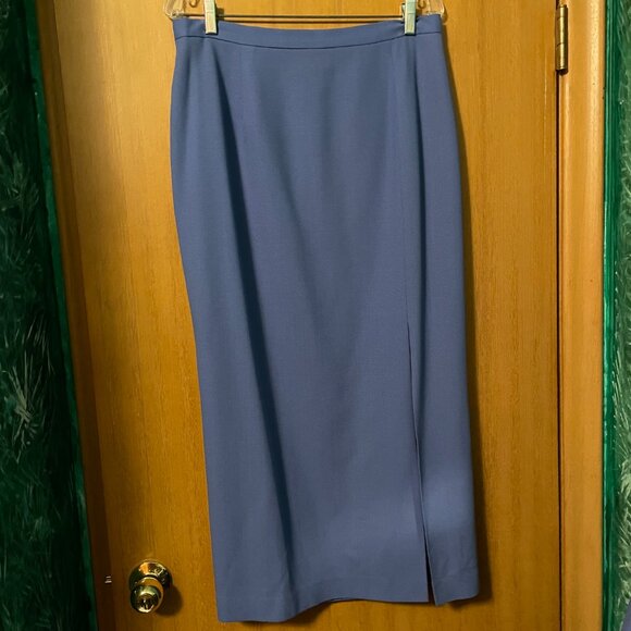 Bellessa Blue 2 piece blazer and skirt with front slit - Picture 7 of 10